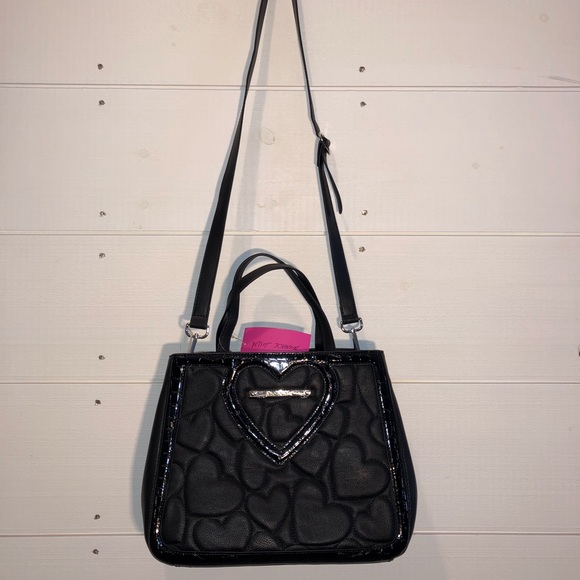 Betsey Johnson Handbags - Betsey Johnson Heart Satchel quilted Black NWT